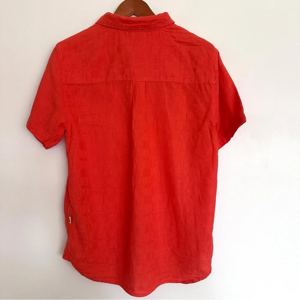 The North Face Men's Bold Orange Button-Down Short Sleeve Shirt Size Small
